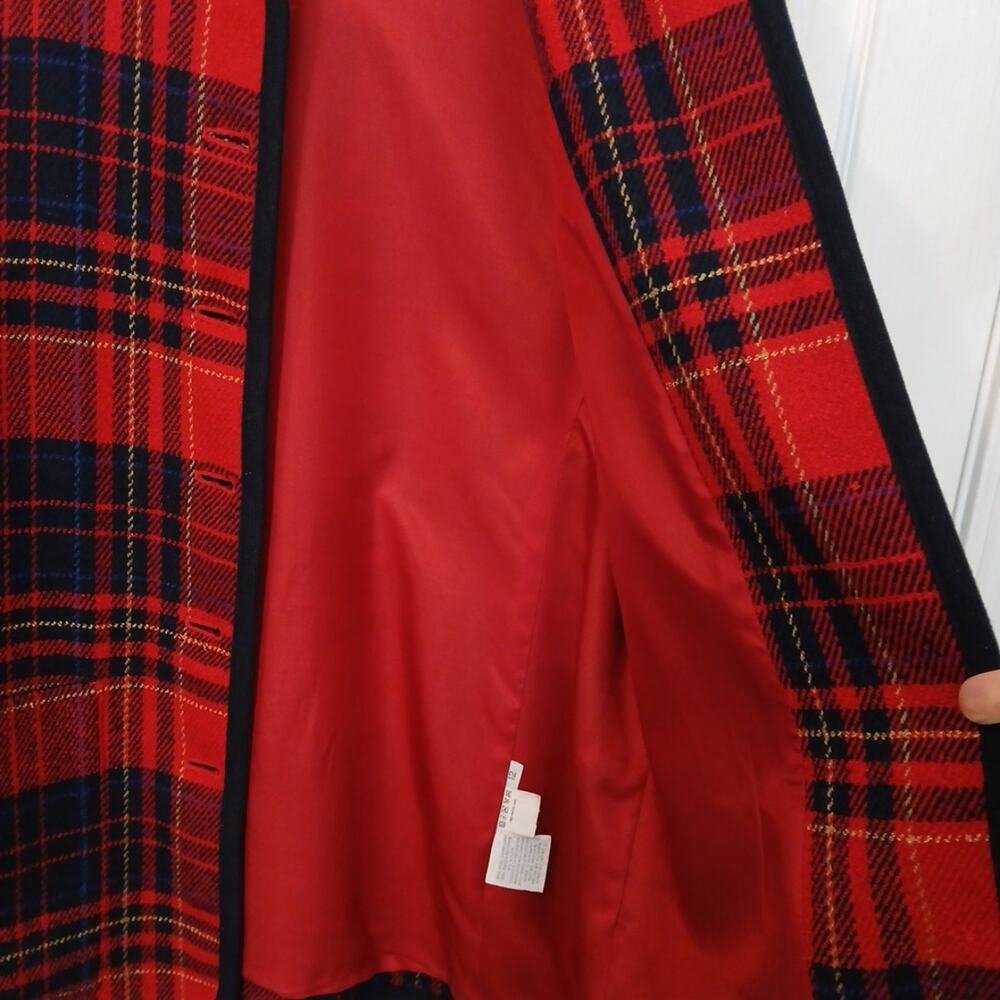 Liz Claiborne Tartan Plaid Red Blue Wool Blend  Button Blazer 12 Career Academia - Picture 8 of 9